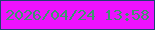 文字の大きさ：4、枠の色：1f4172、背景の色：ee12fe、文字の色：3d956e 無料ブログパーツのブログ時計