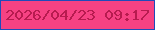 文字の大きさ：5、枠の色：1f4bba、背景の色：f64283、文字の色：b71b4f 無料ブログパーツのブログ時計