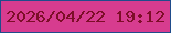 文字の大きさ：5、枠の色：1f4c8b、背景の色：d73c8f、文字の色：7d0e28 無料ブログパーツのブログ時計