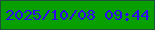 文字の大きさ：4、枠の色：1f5039、背景の色：08a001、文字の色：2f08f2 無料ブログパーツのブログ時計