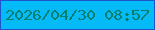 文字の大きさ：3、枠の色：1f54ca、背景の色：04bbf8、文字の色：067e6e 無料ブログパーツのブログ時計