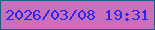 文字の大きさ：2、枠の色：1f5c88、背景の色：ca6fbc、文字の色：2926f8 無料ブログパーツのブログ時計
