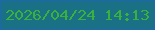 文字の大きさ：4、枠の色：1f66b1、背景の色：1a7185、文字の色：38b13d 無料ブログパーツのブログ時計