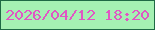 文字の大きさ：4、枠の色：1f6a45、背景の色：a5f1b3、文字の色：e157c4 無料ブログパーツのブログ時計
