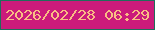文字の大きさ：3、枠の色：1f6d5b、背景の色：cb1b7b、文字の色：f9bd83 無料ブログパーツのブログ時計