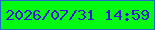 文字の大きさ：3、枠の色：1f6dc7、背景の色：01fb11、文字の色：3f0fe6 無料ブログパーツのブログ時計