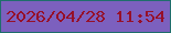 文字の大きさ：5、枠の色：1f6e6c、背景の色：7c60be、文字の色：961029 無料ブログパーツのブログ時計