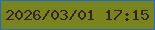 文字の大きさ：4、枠の色：1f6fbc、背景の色：79841f、文字の色：34241f 無料ブログパーツのブログ時計