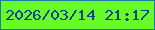 文字の大きさ：1、枠の色：1f7b9e、背景の色：67fc26、文字の色：133e98 無料ブログパーツのブログ時計