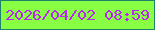 文字の大きさ：4、枠の色：1f826a、背景の色：88ff42、文字の色：ba27f3 無料ブログパーツのブログ時計