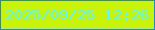 文字の大きさ：2、枠の色：1f87d3、背景の色：c9f308、文字の色：5af8fd 無料ブログパーツのブログ時計