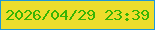 文字の大きさ：5、枠の色：1f97d8、背景の色：eddd2c、文字の色：38b404 無料ブログパーツのブログ時計