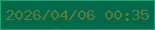 文字の大きさ：2、枠の色：1fa56b、背景の色：02694b、文字の色：5b7b3a 無料ブログパーツのブログ時計