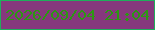 文字の大きさ：4、枠の色：1fae5b、背景の色：86387d、文字の色：2c9713 無料ブログパーツのブログ時計