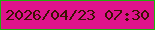 文字の大きさ：1、枠の色：1fb00e、背景の色：de138c、文字の色：3d1301 無料ブログパーツのブログ時計