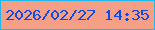 文字の大きさ：4、枠の色：1fb8f1、背景の色：f59f87、文字の色：0f4be8 無料ブログパーツのブログ時計