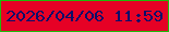 文字の大きさ：3、枠の色：1fba09、背景の色：e60125、文字の色：0b0e69 無料ブログパーツのブログ時計