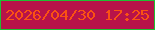 文字の大きさ：1、枠の色：1fbf32、背景の色：b71349、文字の色：fa5213 無料ブログパーツのブログ時計