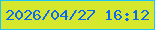 文字の大きさ：3、枠の色：1fc3fc、背景の色：d6e82d、文字の色：0d68f4 無料ブログパーツのブログ時計