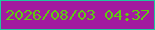 文字の大きさ：4、枠の色：1fc89e、背景の色：a21b9f、文字の色：5fcc10 無料ブログパーツのブログ時計