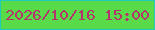 文字の大きさ：1、枠の色：1fccbb、背景の色：59da48、文字の色：b3356b 無料ブログパーツのブログ時計