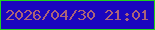 文字の大きさ：2、枠の色：1fd21c、背景の色：1b05be、文字の色：aa6378 無料ブログパーツのブログ時計