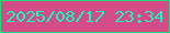 文字の大きさ：3、枠の色：1fda79、背景の色：d44c87、文字の色：0bfbc3 無料ブログパーツのブログ時計