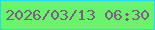 文字の大きさ：2、枠の色：1fdcfc、背景の色：69f46b、文字の色：7b5c87 無料ブログパーツのブログ時計