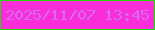 文字の大きさ：2、枠の色：1fdd02、背景の色：f92ed9、文字の色：d769f3 無料ブログパーツのブログ時計
