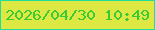 文字の大きさ：5、枠の色：1fde9b、背景の色：dee842、文字の色：3aca38 無料ブログパーツのブログ時計