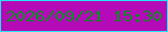 文字の大きさ：2、枠の色：1fe8ef、背景の色：b40ab8、文字の色：088d22 無料ブログパーツのブログ時計