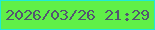 文字の大きさ：2、枠の色：1fead6、背景の色：60f048、文字の色：535670 無料ブログパーツのブログ時計