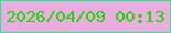 文字の大きさ：3、枠の色：1fec8f、背景の色：e9addf、文字の色：18da02 無料ブログパーツのブログ時計