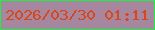 文字の大きさ：1、枠の色：1fef40、背景の色：a786a0、文字の色：d74819 無料ブログパーツのブログ時計