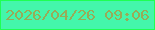文字の大きさ：1、枠の色：1fff53、背景の色：44f6ab、文字の色：97ab58 無料ブログパーツのブログ時計