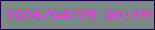 文字の大きさ：1、枠の色：200149、背景の色：7b8a87、文字の色：f72cf1 無料ブログパーツのブログ時計