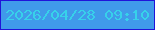 文字の大きさ：5、枠の色：2013d9、背景の色：409aea、文字の色：37d1ea 無料ブログパーツのブログ時計
