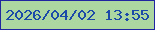 文字の大きさ：3、枠の色：2026a0、背景の色：acd7a1、文字の色：1c4aa8 無料ブログパーツのブログ時計