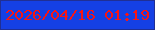 文字の大きさ：1、枠の色：202f94、背景の色：1540e4、文字の色：f91514 無料ブログパーツのブログ時計