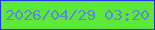 文字の大きさ：2、枠の色：2036e5、背景の色：5ce938、文字の色：5886da 無料ブログパーツのブログ時計