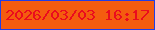 文字の大きさ：3、枠の色：203ee6、背景の色：f45c0f、文字の色：ea0c1e 無料ブログパーツのブログ時計