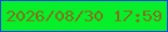 文字の大きさ：4、枠の色：2043e3、背景の色：06ef2a、文字の色：83701d 無料ブログパーツのブログ時計