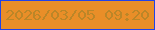 文字の大きさ：3、枠の色：2043e8、背景の色：e98e28、文字の色：bb8628 無料ブログパーツのブログ時計
