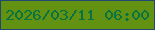 文字の大きさ：1、枠の色：204873、背景の色：639112、文字の色：067341 無料ブログパーツのブログ時計