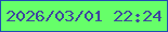 文字の大きさ：4、枠の色：204bb5、背景の色：66ff69、文字の色：3e479e 無料ブログパーツのブログ時計