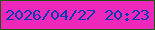 文字の大きさ：5、枠の色：20570f、背景の色：ef28bc、文字の色：053db3 無料ブログパーツのブログ時計