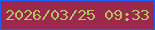 文字の大きさ：5、枠の色：205dfc、背景の色：9c294d、文字の色：afc65f 無料ブログパーツのブログ時計
