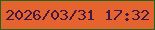 文字の大きさ：3、枠の色：206519、背景の色：e5632f、文字の色：401a44 無料ブログパーツのブログ時計