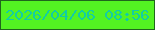 文字の大きさ：2、枠の色：20661d、背景の色：53f322、文字の色：12cda4 無料ブログパーツのブログ時計