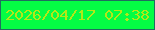 文字の大きさ：3、枠の色：206d5f、背景の色：04fd44、文字の色：b4e718 無料ブログパーツのブログ時計